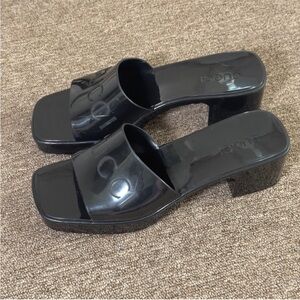 Gucci Black Jelly Rubber Mules